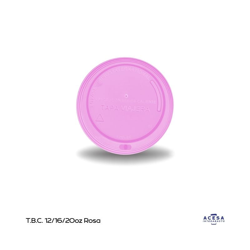 Tapa viajera rosa para vasos 12, 16 y 20 oz bebidas calientes (caja 1200 pzas)