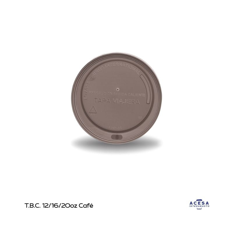 Tapa viajera color café para vasos 12, 16 y 20 oz bebidas calientes (caja 1200 pzas)