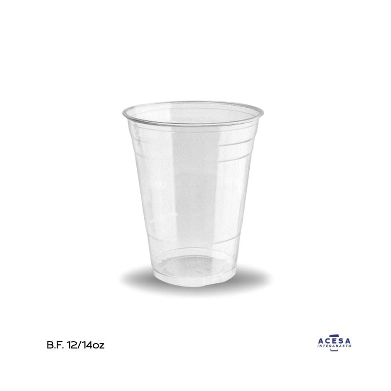 Vaso biodegradable PLA transparente para bebidas frías 12/14oz (caja 1000 pzas)