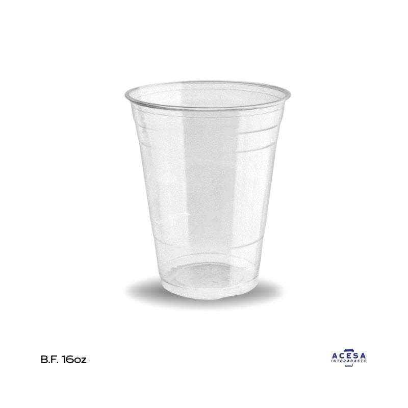 Vaso biodegradable PLA transparente para bebidas frías 16oz (caja 1000 pzas)