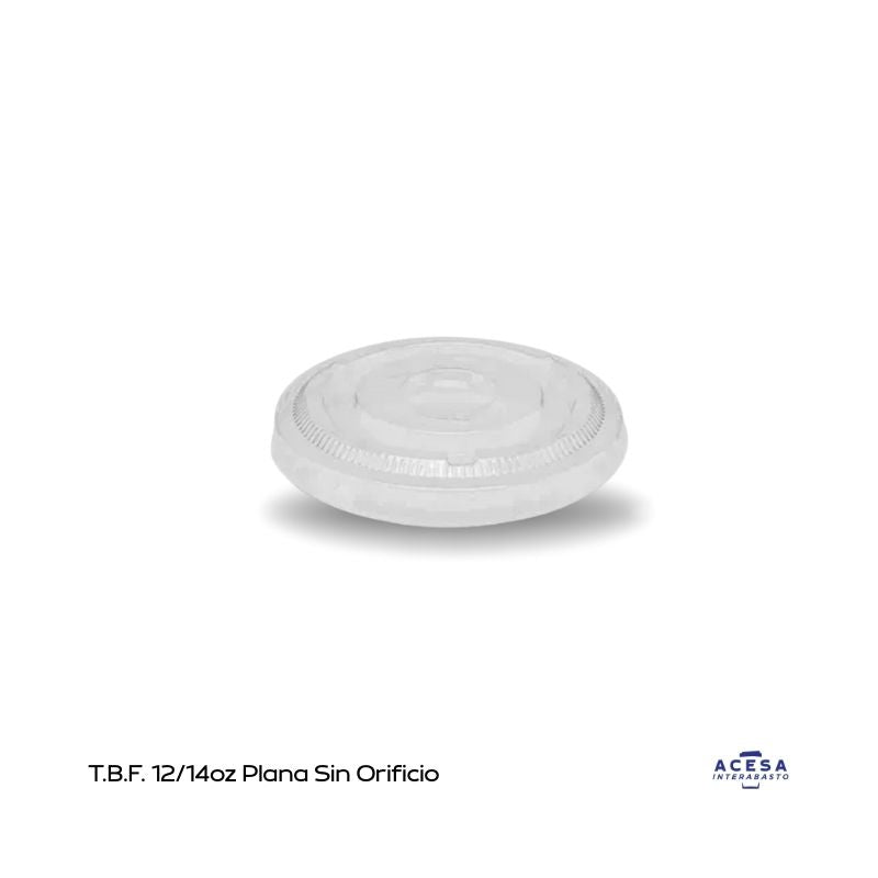 Tapa plana sin orificio para vaso PET 12/14 oz transparente (caja 1000 pzas)