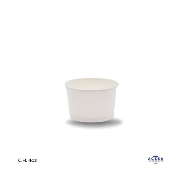 Contenedor para helado 4oz CPH04-75 cartón alimenticio blanco (caja 1000 pzas)