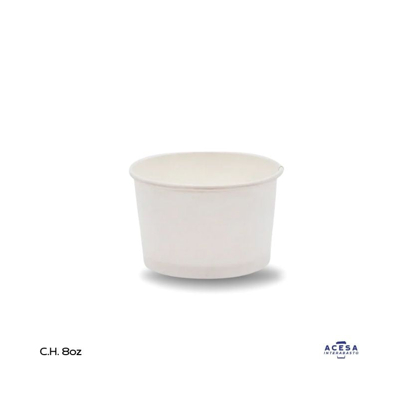 Contenedor para helado 8oz CPH08-95 cartón alimenticio blanco (caja 1000 pzas)