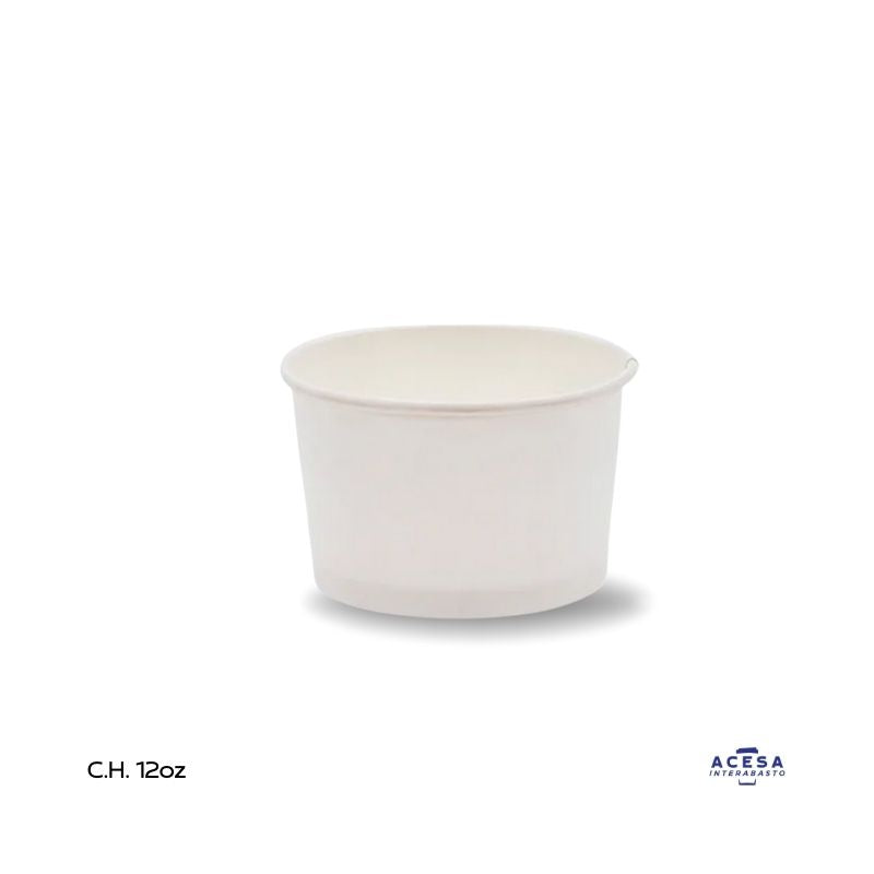 Contenedor para helado 12oz CPH12-10 carton alimenticio blanco (caja 1000 pzas)
