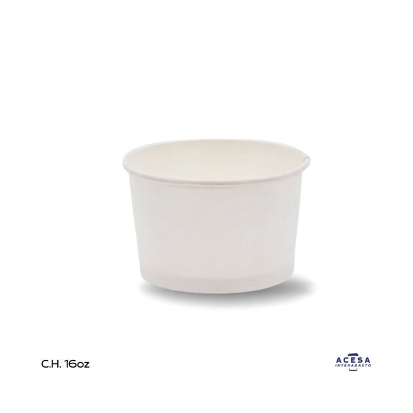Contenedor para helado 16oz DPC16 cartón alimenticio blanco (caja 500 pzas)