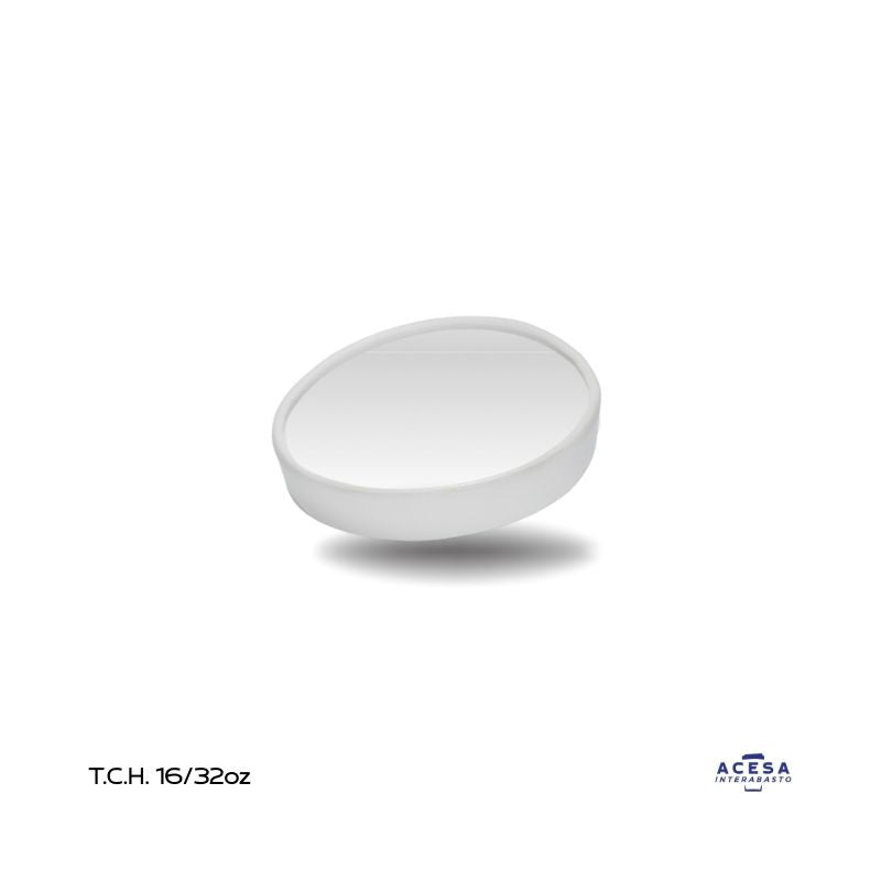 Tapa de papel TDPC16 para contenedor 16 oz y 32 oz cartón alimenticio blanco (500 pzas)