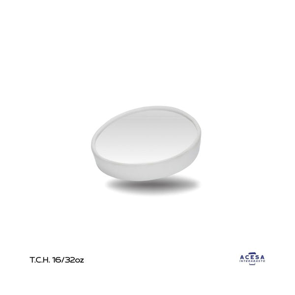 Tapa de papel TDPC16 para contenedor 16 oz y 32 oz cartón alimenticio blanco (500 pzas)