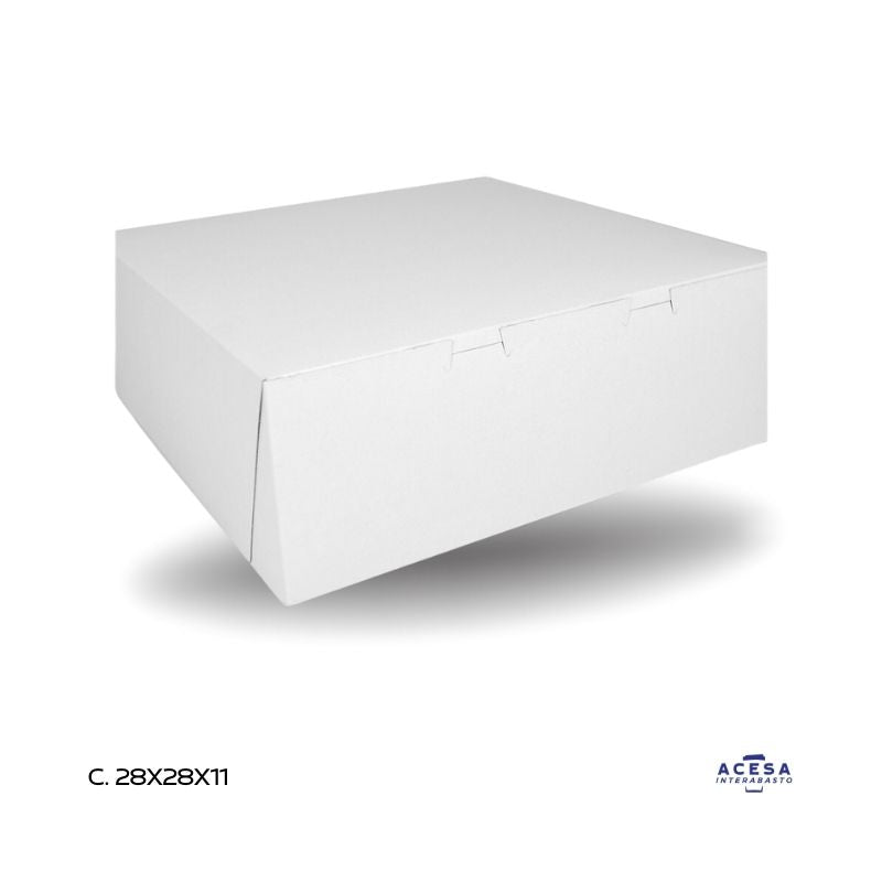 Caja para pastel 28x28x11 cm CJ6 cartón kraft blanco natural