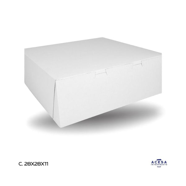 Caja para pastel 28x28x11 cm CJ6 cartón kraft blanco natural