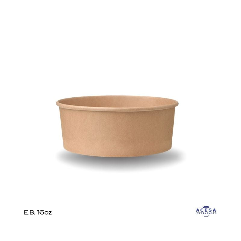 Ensaladera de bambú 16oz EP-16 fibra biodegradable beige (caja 300 pzas)