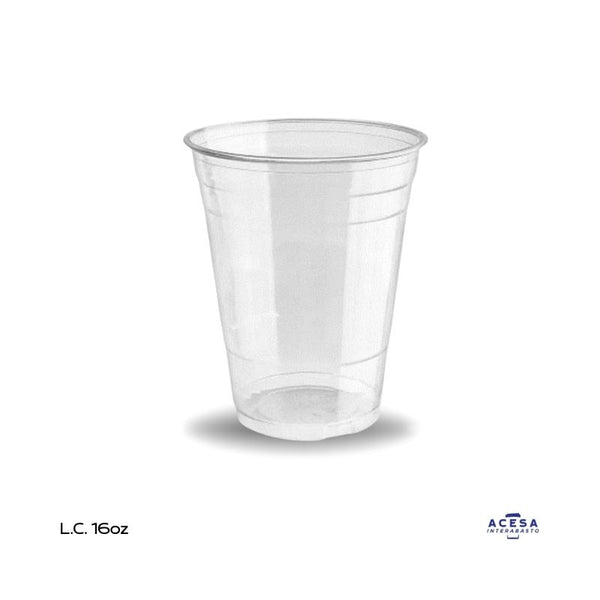 Vaso PET transparente para bebidas frías 16oz (caja 1000 pzas)