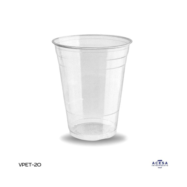 Vaso PET transparente para bebidas frías 20oz (caja 1000 pzas)