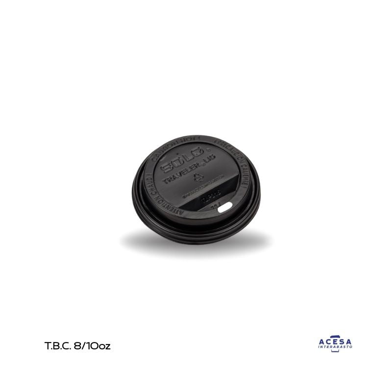 Tapa viajera negra para vaso 10 oz bebidas calientes (caja 1000 pzas)